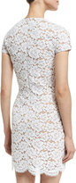 Thumbnail for your product : Michael Kors Short-Sleeve Gardenia-Lace Mini Dress, Optic White