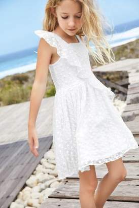 Next Girls White Frill Lace Dress (3-16yrs)