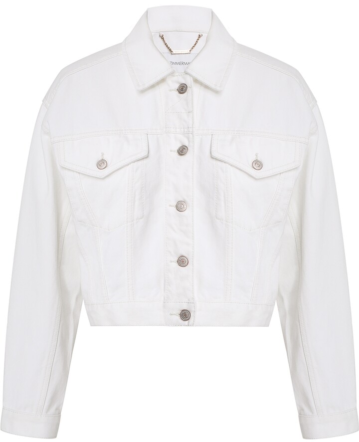white cropped jean jacket
