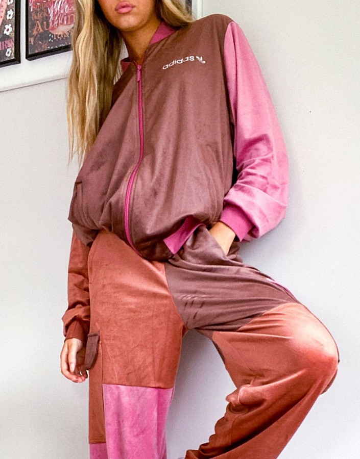 adidas 'Cosy Comfort' velour cuffed joggers with pockets in colour block - ShopStyle Activewear 