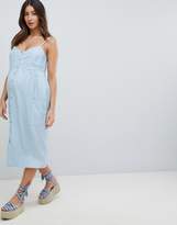 Thumbnail for your product : New Look Maternity button through midi dress in blue