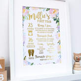 Thumbnail for your product : Thomas Laboratories Nina Studio Floral Gold Foil First Birthday Print