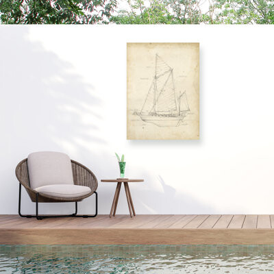 Ethan Harper 'Sailboat Blueprint V' Outdoor Canvas