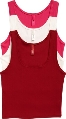 Skims Cropped Ribbed Stretch-cotton Jersey Tank in Red
