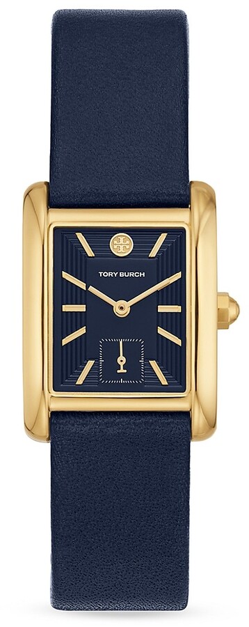 Tory Burch Eleanor Goldtone & Leather Strap Watch - ShopStyle