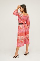 Thumbnail for your product : Little Mistress Xavier Red Mixed-Print Pleated Midi Skirt Co-ord