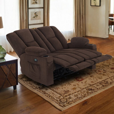 Latitude Run Electric Reclining Loveseat Sofa with Heat and Massage Cup Holders USB Charge Port