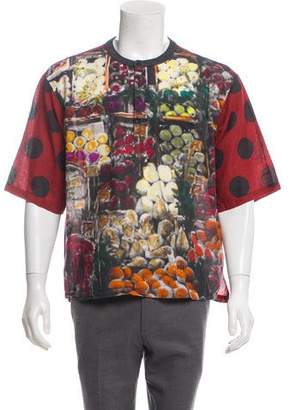 Dolce & Gabbana Linen-Blend Button-Up T-Shirt