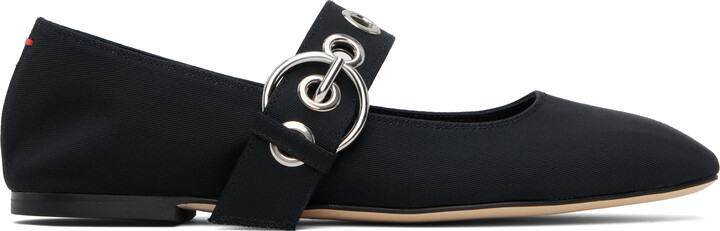 AEYDĒ Black Uma Eyelet Mary-Jane Ballerina Flats