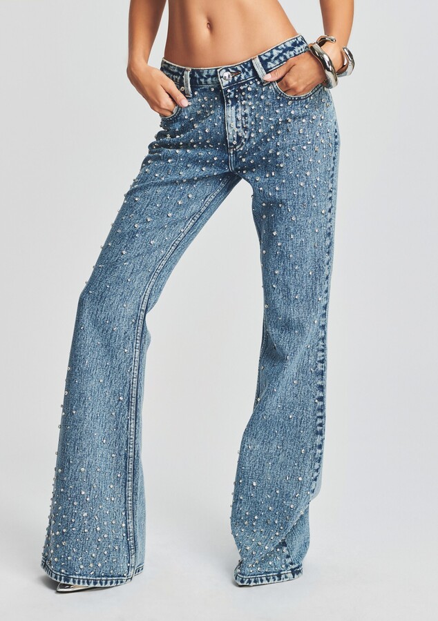 retrofete Moore Mid Rise Flare Crystal Embellished Jean - ShopStyle