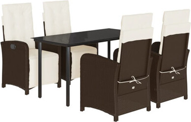 Hokku Designs 5 Piece Patio Dining Set With Cushions Brown Poly Rattan