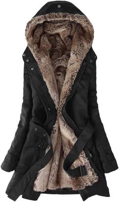 Hee Grand Women Thicken Fleece Faux Fur Warm Winter Coat
