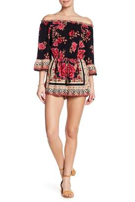 Angie Off-the-Shoulder Bell Sleeve Printed Romper