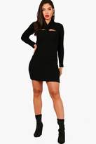 Thumbnail for your product : boohoo Rib Knitted Bodycon Twist Neck Dress