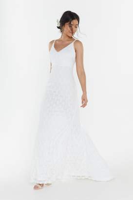 Nasty Gal Womens I Got You Babe Lace Maxi Bridal Dress - white - 12