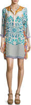 Thumbnail for your product : Johnny Was Ellyonora Half-Placket Floral Georgette Dress, Multi