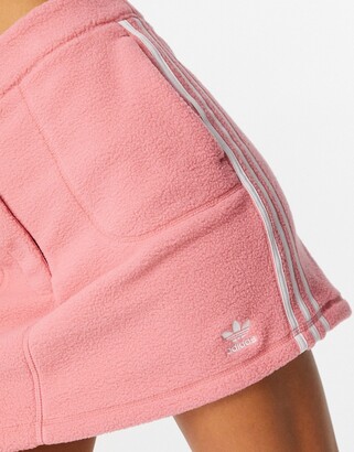 adidas adicolor three stripe fleece mini skirt in hazy rose
