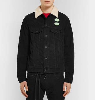 Off-White Off White Faux Shearling-Trimmed Cotton-Corduroy Jacket
