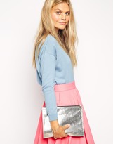 Thumbnail for your product : ASOS Leather Zip Top Clutch Bag