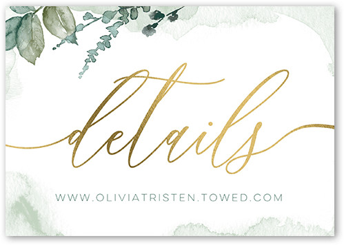 Wedding Enclosure Foil Cards: Gleaming Garden, Artistic, Green, Gold Foil, Matte, Pearl Shimmer Cardstock, Square, Mantis