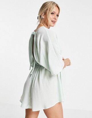ASOS Maternity DESIGN maternity plait-belted beach cover-up in silky mint