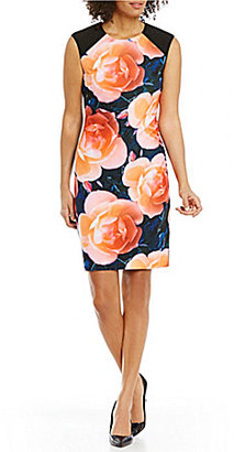 Calvin Klein Cap-Sleeve Bold Floral Sheath Dress