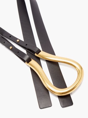 Bottega Veneta Double-strap Leather Belt - Black Gold