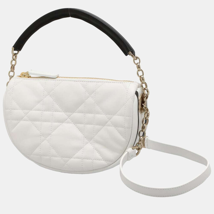 Christian Dior White Cannage Leather Small Vibe Hobo Bag ShopStyle