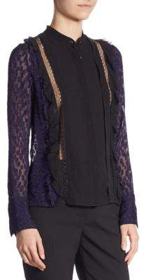 3.1 Phillip Lim Long Sleeve Lace Fil Coupe Top