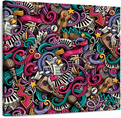 Ebern Designs Abarca Music Cartoon Doodles