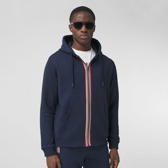 logo print vintage check panel cotton hooded top