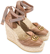 Thumbnail for your product : Gucci Leather Platform Espadrille Wedges in Rose | FWRD