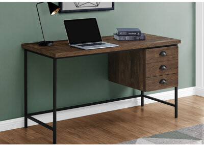 17 Stories Home Office Desk With Drawers Brown Laminate Metal Laptop Space Modern Work Computer Series Storage Contemporary Style