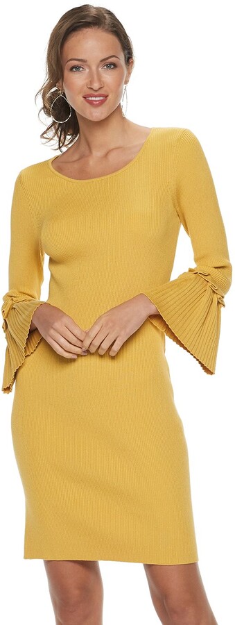 yellow bell sleeve dress