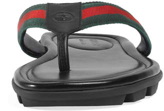 Gucci Web & Leather Thong Sandals