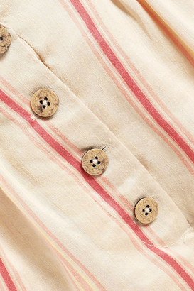 Joie Maeline Button-detailed Striped Linen-blend Shorts
