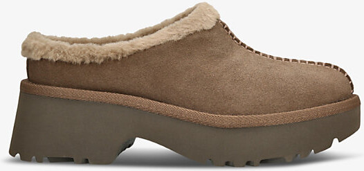UGG Womens Dark Brown New Height Cozy Suede and Shearling Clogs Eur 39 / 6 Uk Women
