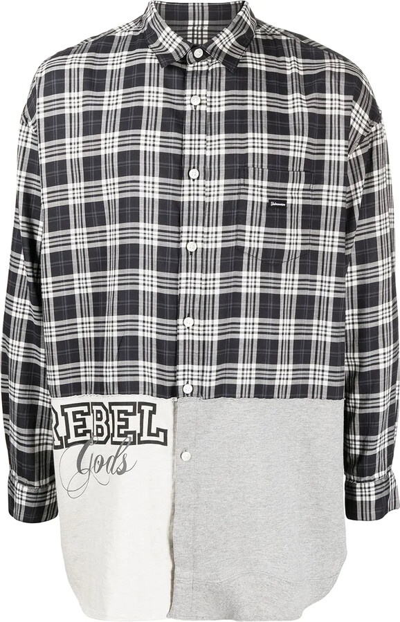 Undercoverism Patchwork Plaid Long-Sleeve Shirt