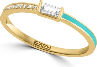 Effy 14K Yellow Gold White Sapphire Diamond Ring - 0.04 ctw. - Size 7