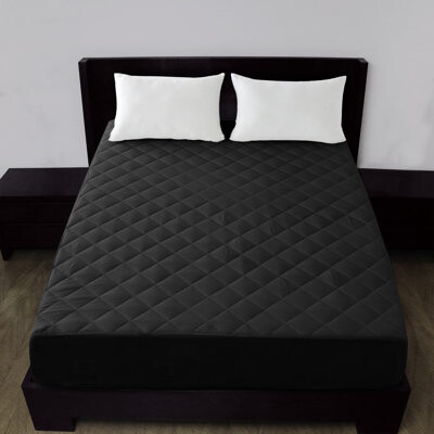 LuxDecorCollection Quilted Elastic Fitted Polyester Waterproof Mattress Pad Upto 16 Inches Deep Pocket