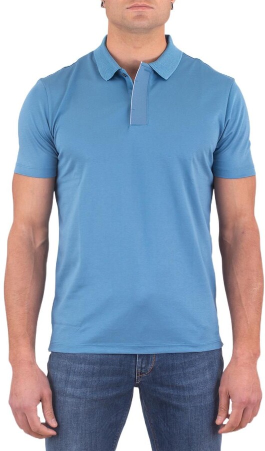 HUGO BOSS Men's Light Blue Cotton Polo Shirt - ShopStyle
