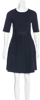 Lela Rose Three-Quarter Sleeve A-Line Dress