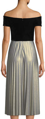 Donna Morgan Velvet-Bodice Off-The-Shoulder Dress