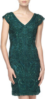 Thumbnail for your product : Sue Wong Cap-Sleeve Embellished Lace Gown, Forest Gown