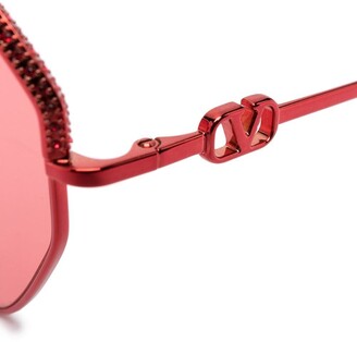 Valentino Eyewear Vlogo hexagonal-frame sunglasses