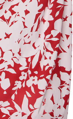 Rosie Assoulin Draped Floral-Print Silk Midi Skirt