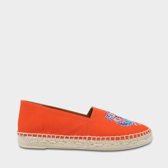 Kenzo Tiger Head Espadrilles in Red Cotton and Jute