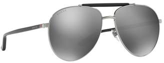 Gucci - Gunmetal Gg0014s Round Sunglasses
