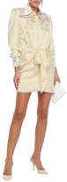 Thumbnail for your product : Magda Butrym Hebei Lace-paneled Tie-front Silk-satin Mini Dress