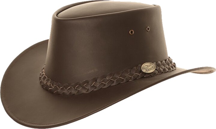Brand New Leather Australian Kangaroo Bush Hat Black Campbell Cooper